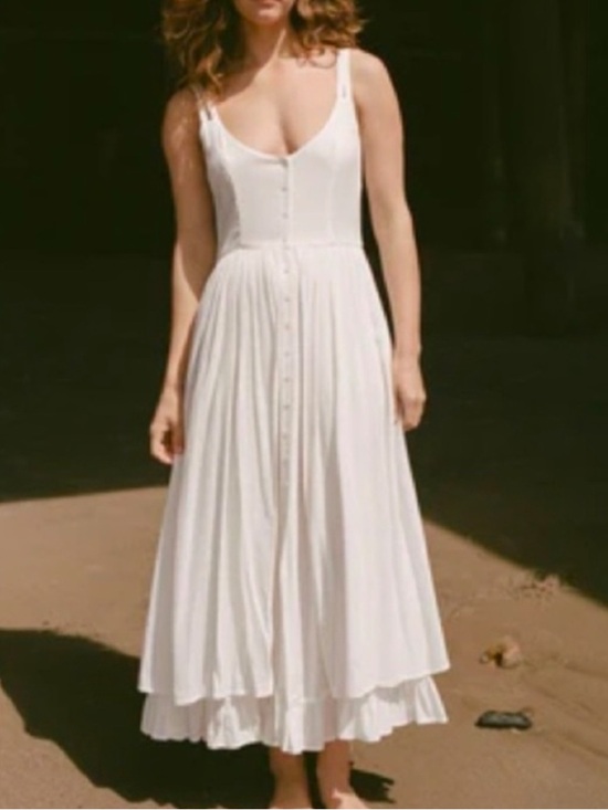 Christy Dawn Dresses & Skirts - Christy Dawn Nicks Midi Dress White Cream Textured Woven Material Medium